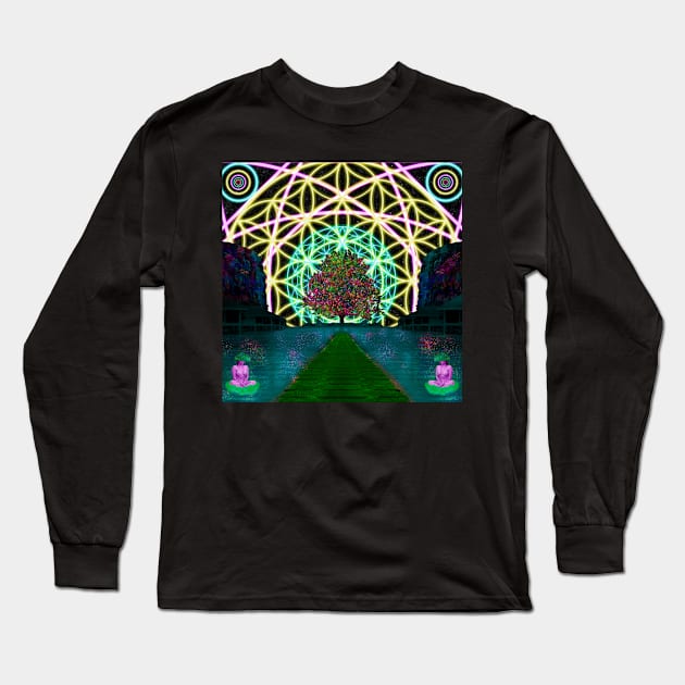 Sacred Geometry - Flower of Life - Path to the Tree of Life Long Sleeve T-Shirt by Sacred Geometry Art